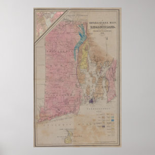 De Geologische Kaart van vintage Rhode Island Poster