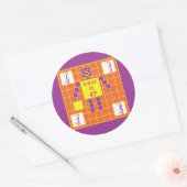 De geometrie-Sticker-vierkant-leeftijd 4 Ronde Sticker (Envelop)