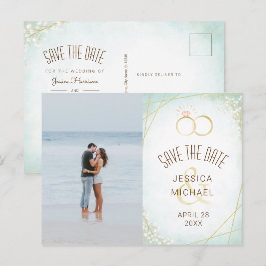 De Geometrische Foto van de Ring van de waterverf Uitnodiging Briefkaart (Voorkant / Achterkant)