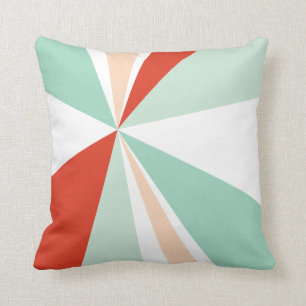 De geometrische Rode Perzik Seafoam van de Kunst Kussen