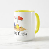 De gepensioneerde Chick op het strand Mok (Voorkant rechts)