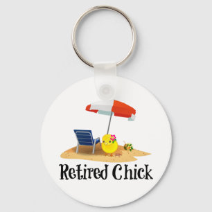 De gepensioneerde Chick op het strand Sleutelhanger