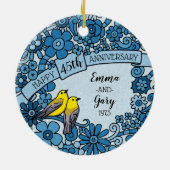 De gepersonaliseerde BloemenVogel van de 45ste Keramisch Ornament (Achterkant)