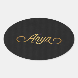 De gepersonaliseerde Elegante Gouden Zwarte van Ovale Sticker
