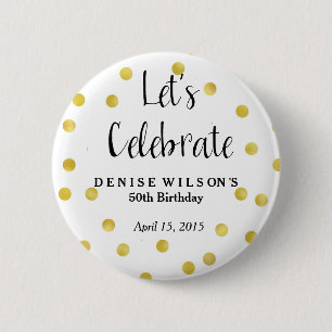 De gepersonaliseerde Gouden Gunst van de Viering Ronde Button 5,7 Cm