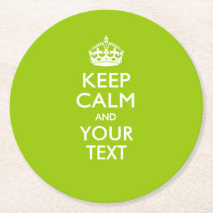De gepersonaliseerde KEEP CALM en de Jouw tekst op Ronde Kartonnen Onderzetter