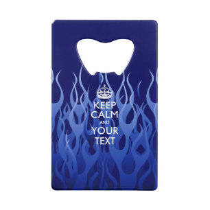 De gepersonaliseerde KEEP CALM en geeft de Blauwe  Kredietkaart Flessenopener