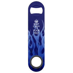 De gepersonaliseerde KEEP CALM en geeft de Blauwe  Speed Flessenopener