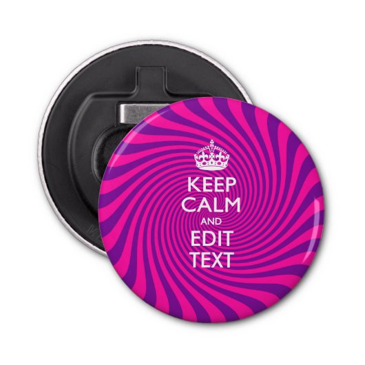 De gepersonaliseerde KEEP CALM en geeft Kleurrijke Button Flesopener (Voorkant)