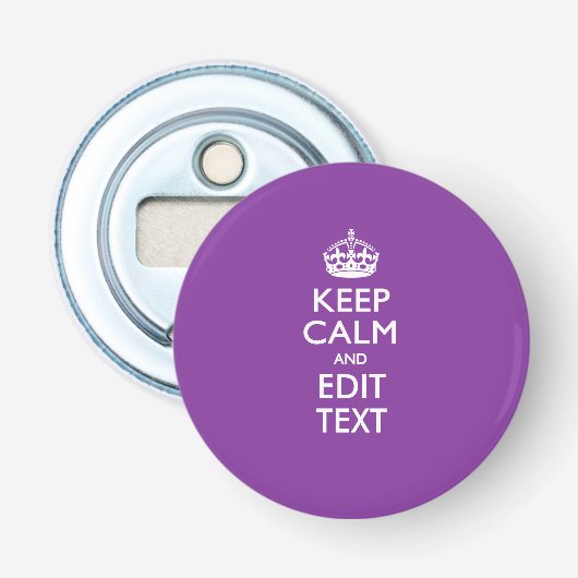 De gepersonaliseerde KEEP CALM en geeft Kleurrijke Button Flesopener (Voorkant)