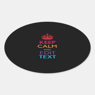 De gepersonaliseerde KEEP CALM en geeft Multicolor Ovale Sticker