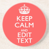 De gepersonaliseerde KEEP CALM en hebben jouw teks Zandsteen Onderzetter (Voorkant)