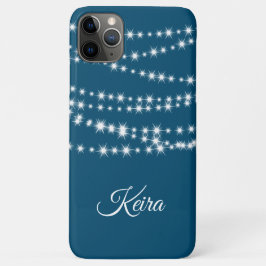 De gepersonaliseerde Lichten van het Koord op blau iPhone 11 Pro Max Hoesje