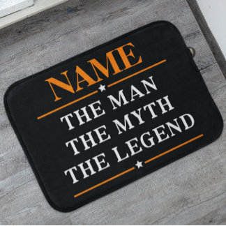 De gepersonaliseerde naam van het Man de mythe de  Badmat