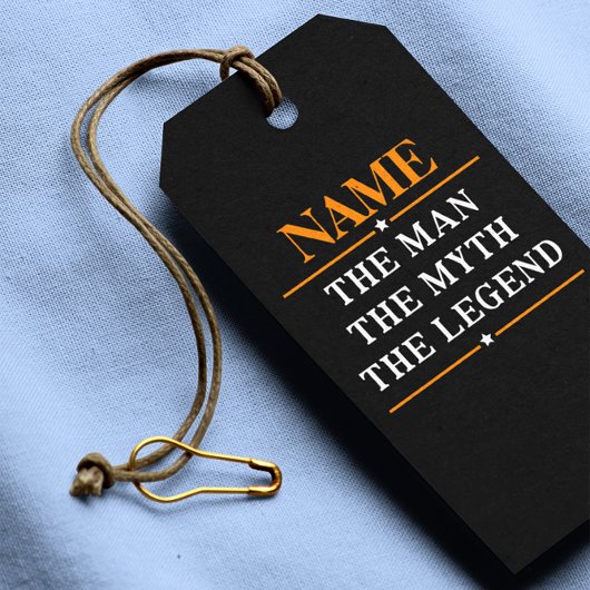 De gepersonaliseerde naam van het Man de mythe de  Cadeaulabel
