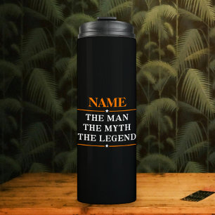 De gepersonaliseerde naam van het Man de mythe de  Thermosbeker