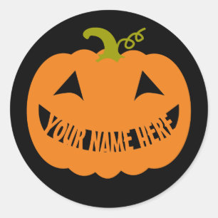 De gepersonaliseerde Pompoen van Halloween Ronde Sticker