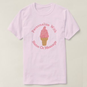 De GEPERSONALISEERDE Roze Kegel van het Roomijs T-shirt