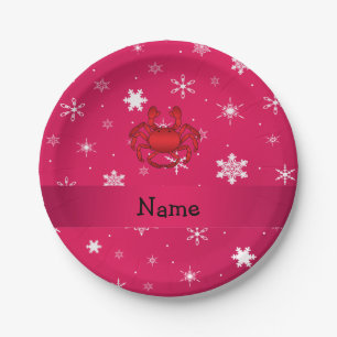 De gepersonaliseerde roze sneeuwvlokken van de papieren bordje