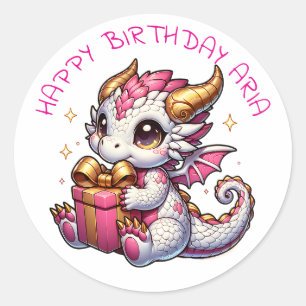 De gepersonaliseerde verjaardag van Pink and Gold Ronde Sticker