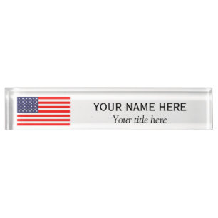 De gepersonaliseerde vlag van de V.S. van de Naambordje