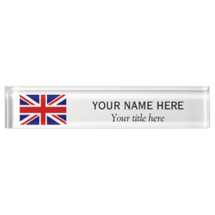 De gepersonaliseerde vlag van Union Jack van de Naambordje