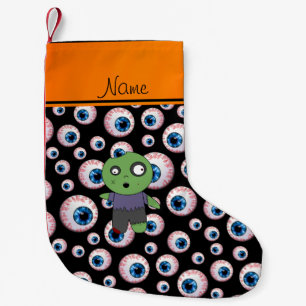 De gepersonaliseerde zombie van naam zwarte kleine kerstsok