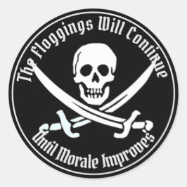 De geselingen zullen doorgaan totdat de moraal ver ronde sticker
