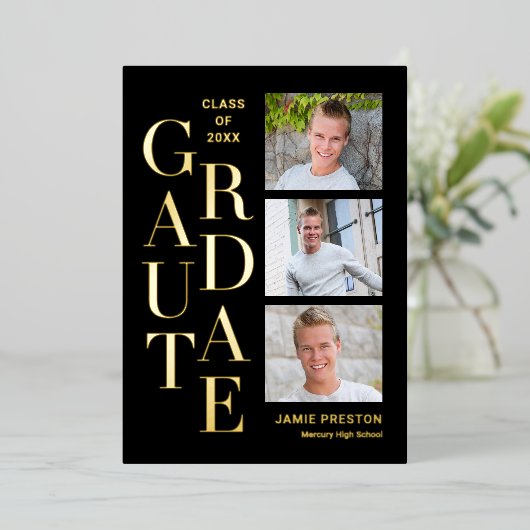 De gestapelde Folie van het Charm Afstuderen kondi Folie Uitnodiging (Staand Voorkant)