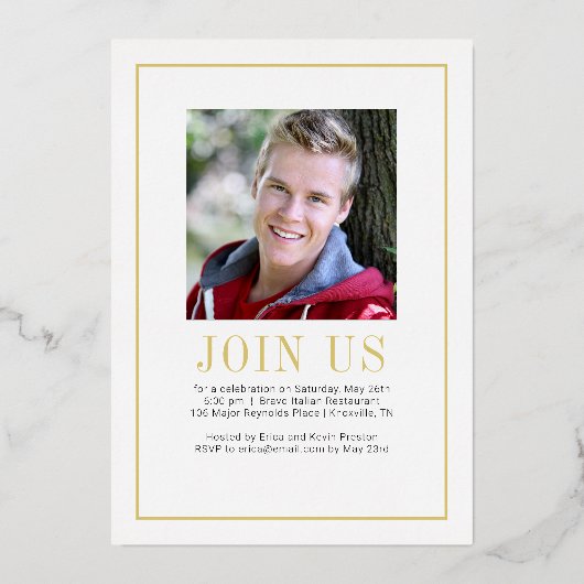 De gestapelde Folie van het Charm Afstuderen kondi Folie Uitnodiging (Achterkant)