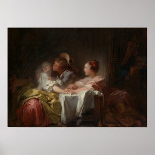 De gestolen kus - Fragonard Romantische scène Poster