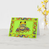 De gestreepte Kikker van de Boom Kaart (Gele Bloem)