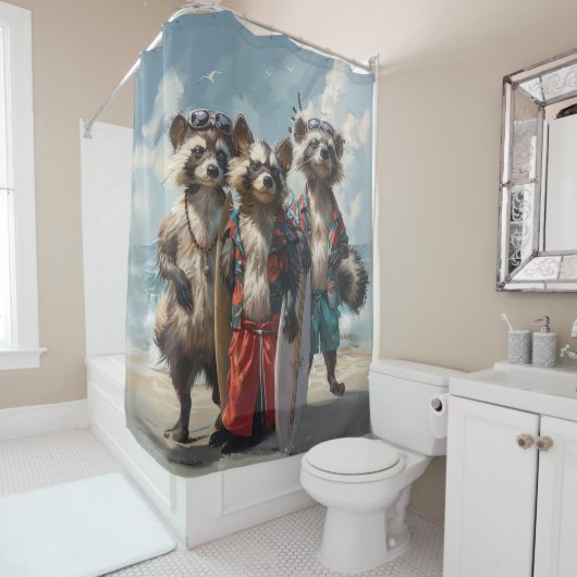 De gestreepte surfers Soiree Douchegordijn (In situ)