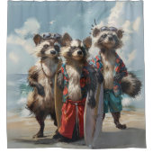 De gestreepte surfers Soiree Douchegordijn (Voorkant)