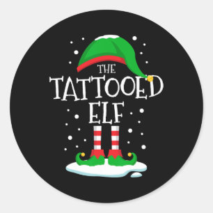 De getatoeëerde elf kerst familie bijpassende Xmas Ronde Sticker