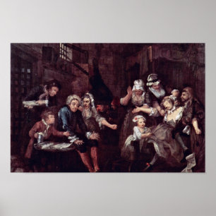 De gevangenis " door Hogarth William (Beste kwalit Poster