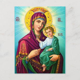 De gevlekte maagd en Jezus Christus de redder Briefkaart
