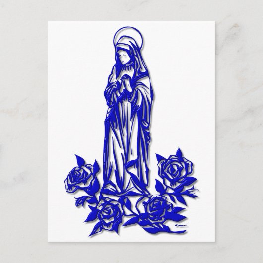 De gevlekte maagd Maria ( met blauwe rozen ) Briefkaart (Voorkant)