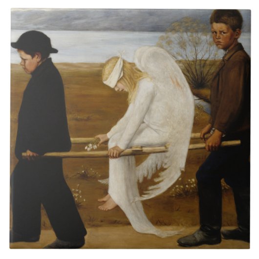 De Gewakte Engel (door Hugo Simberg) Tegeltje (Voorkant)