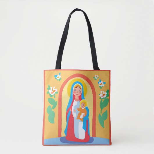 De Gezegende Maagd Maria en baby Jezus Canvas tas (Voorkant)