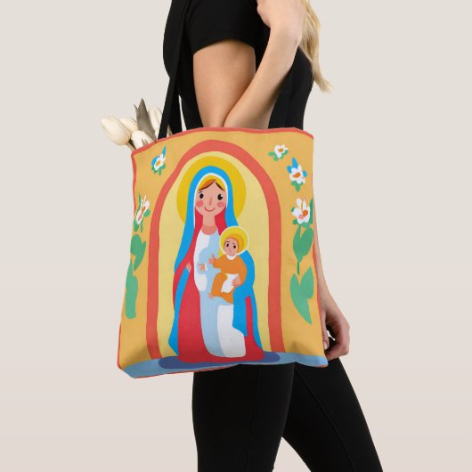 De Gezegende Maagd Maria en baby Jezus Canvas tas (Dichtbij)
