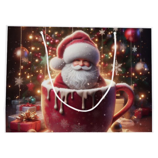 De gezellige beker van de kerstman groot cadeauzakje (Achterkant)
