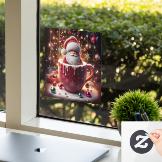 De gezellige beker van de kerstman raamsticker (Kantoor)