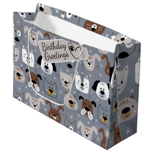 De gezichten van de cartoon van de hond geïllustre groot cadeauzakje