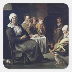 De gezinsmaaltijden vierkante sticker