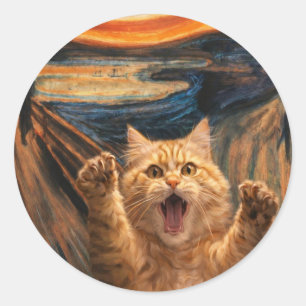 De gil kat parodie kunst ronde sticker