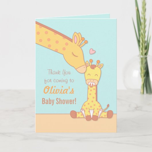 De Giraffe en het Leuke Kalf van het Baby danken u Bedankkaart (Voorkant)