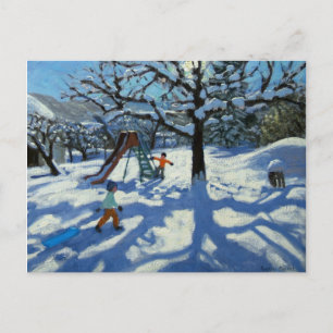 De glijbaan in de winter Bourg St. Moritz Briefkaart