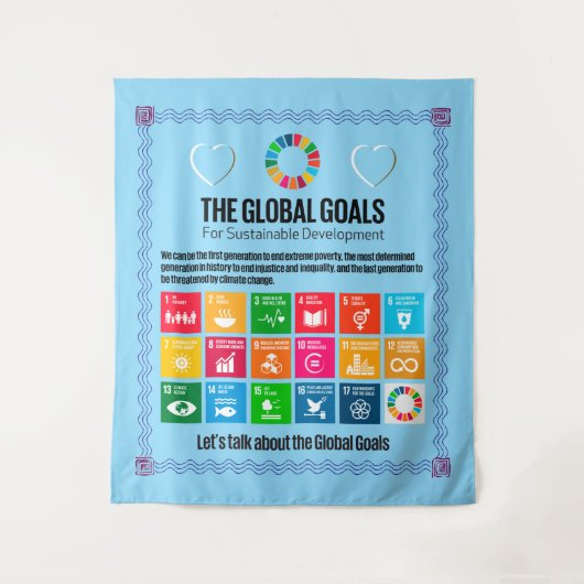 De Global Goals Mega Motivatie inspirerende gesche Wandkleed (Voorkant)