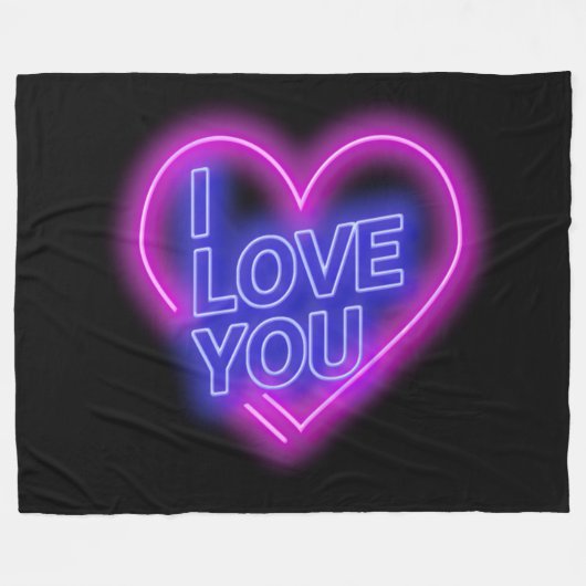 De gloeiende neon ziet roze blauwe Valentijn Harde Fleece Deken (Voorkant (Horizontaal))
